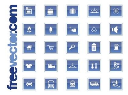 Travel and Transport Icons Free Vector
