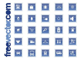 Travel and Transport Icons Free Vector