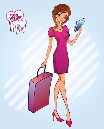 Traveling Girl Free Vector