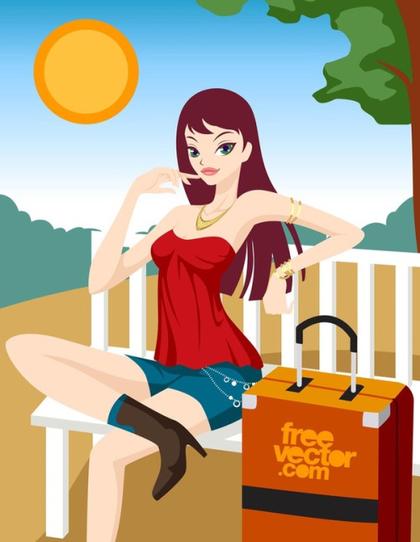 Traveling Woman Free Vector
