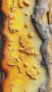 Tree Bark And Yellow Patches