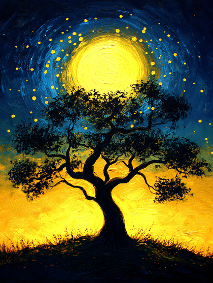Tree Under a Moonlit Sky