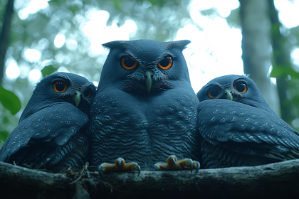 Trio Of Forest Owls