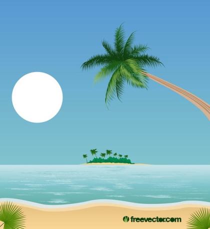 Tropical Beach Landscape Free Vector