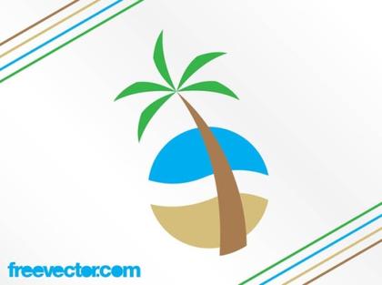 Tropical Beach Logo Free Vector
