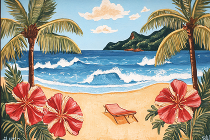 Tropical Beach Scene Painting
