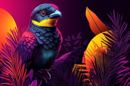 Tropical Bird With Vibrant Plumage