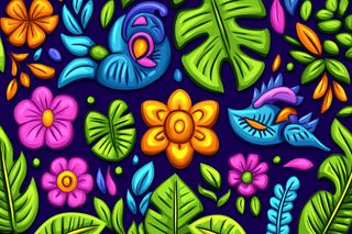 Tropical Birds and Flowers Pattern