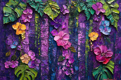 Tropical Blooms Impasto