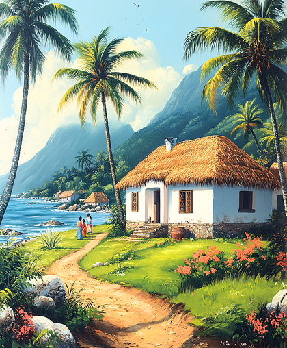 Tropical Cottage Scene