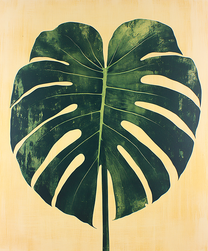 Tropical Green Monstera Leaf