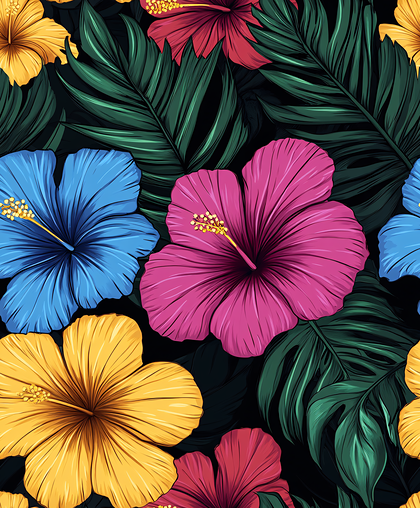 Tropical Hibiscus Bloom Pattern