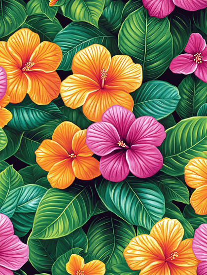 Tropical Hibiscus Floral Pattern