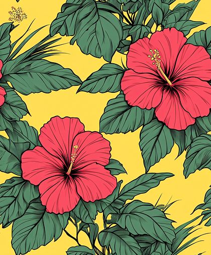 Tropical Hibiscus Floral Pattern