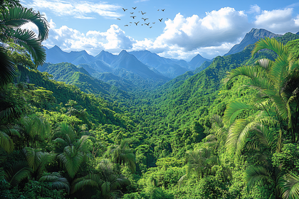 Tropical Mountain Valley Landscape