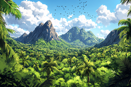 Tropical Mountain Valley Vista