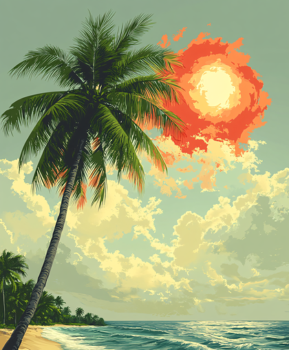Tropical Palm Beach Sunset