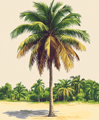 Tropical Palm Tree on Sandy Beach