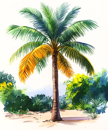Tropical Palm Tree With Golden Fronds