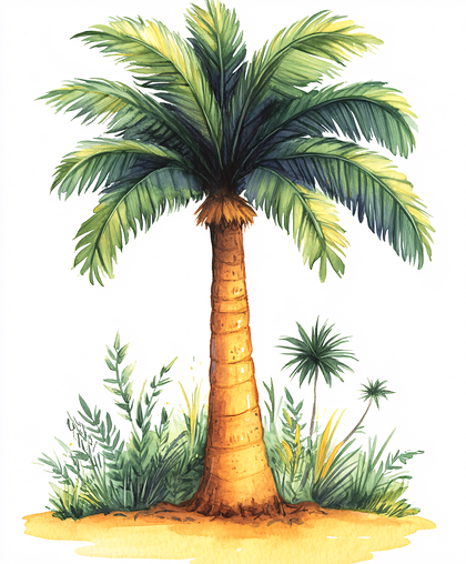 Tropical Palm Tree With Lush Greenery