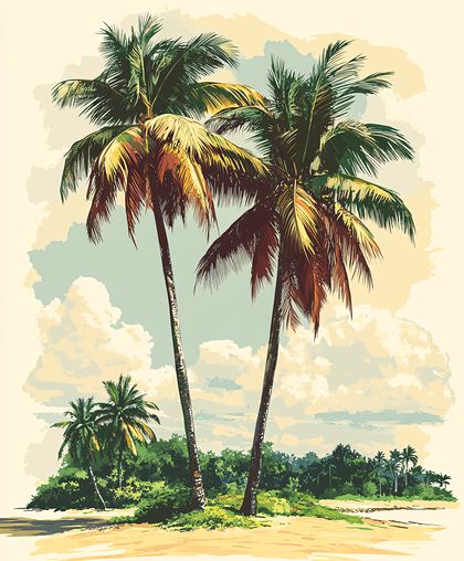 Tropical Palm Trees On A Beach