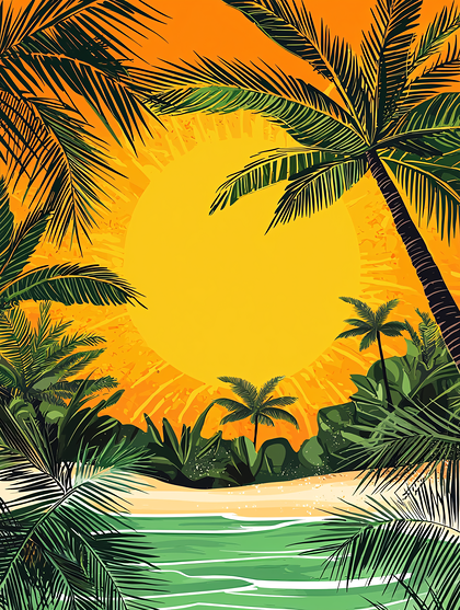 Tropical Paradise Beach Sunset