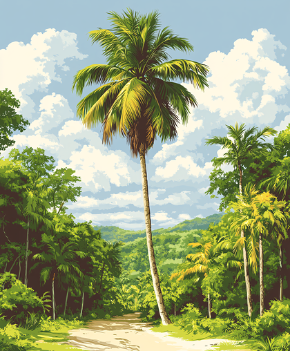 Tropical Path With Palm Trees