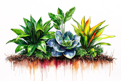 Tropical Plants Watercolor
