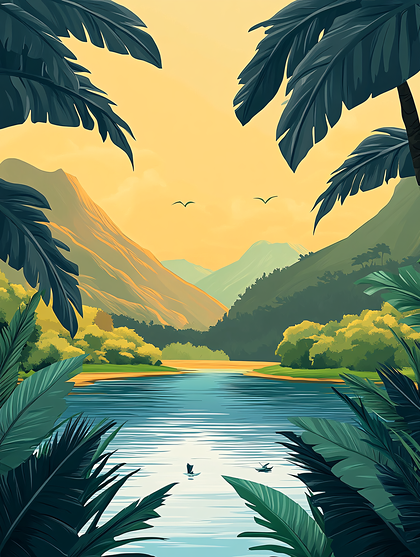 Tropical River Valley Landscape