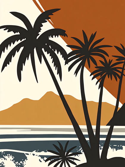 Tropical Sunset Beach Scene