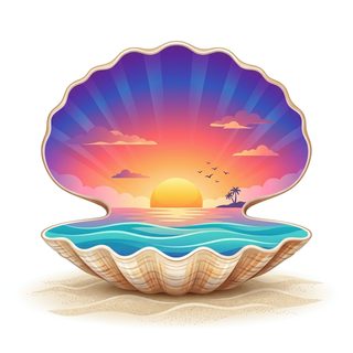 seashell sunset illustration