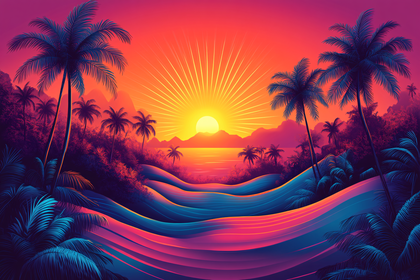Tropical Sunset Palm Paradise