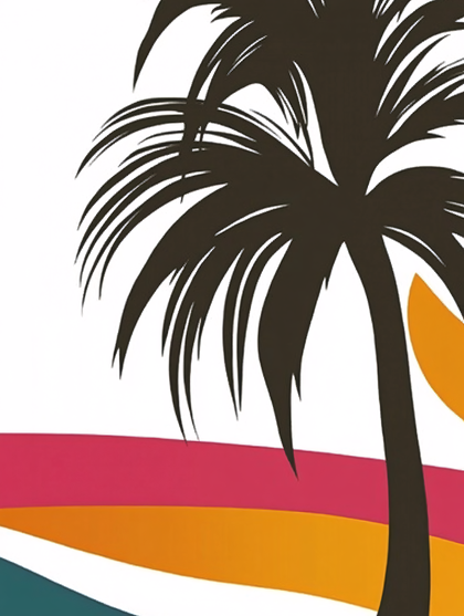 Tropical Sunset Palm Silhouette