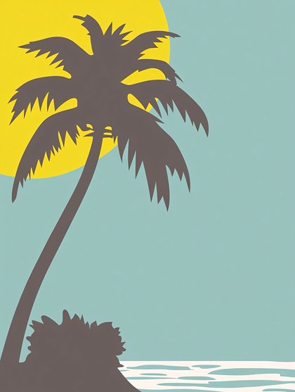 Tropical Sunset Palm Silhouette
