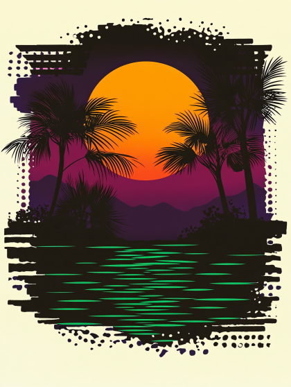 Tropical Sunset Palm Trees