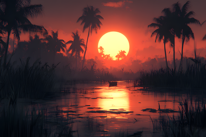 Tropical Sunset River