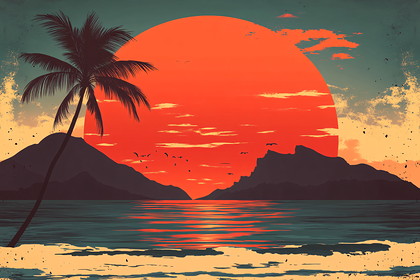 Tropical Sunset Silhouette