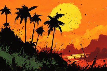 Tropical Sunset Silhouette