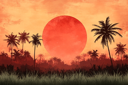 Tropical Sunset Silhouette