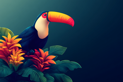 Tropical Toucan and Flowers