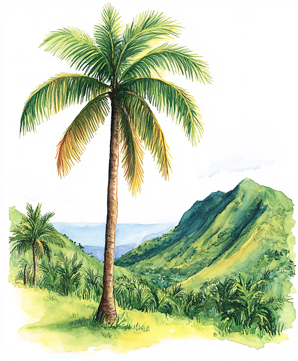 Tropical Valley Palm Tree Vista