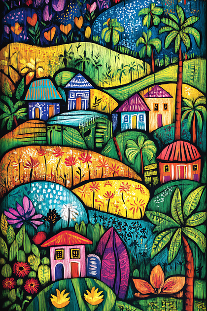 Tropical Village Scene