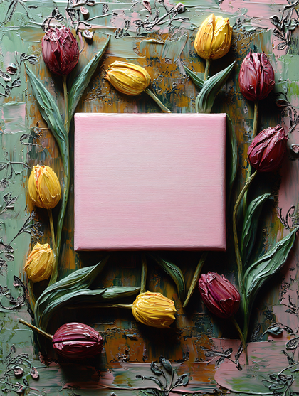 Tulip Frame with Floral Background