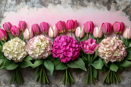 Tulips and Hydrangeas Floral Arrangement