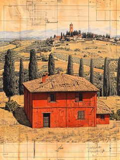 Tuscan Farmhouse Blueprint View