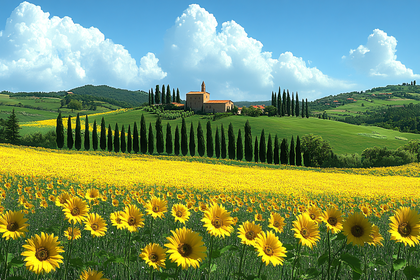 Tuscan Sunflower Field