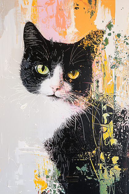 Tuxedo Cat Painting
