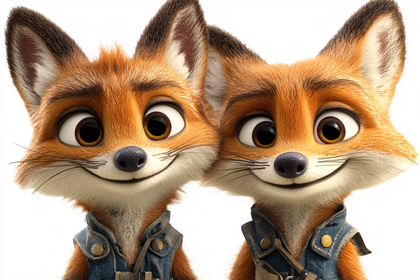 Twin Cartoon Foxes