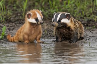 Two Badger Cubs Encounter