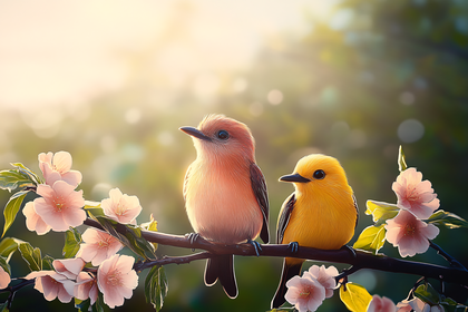 Two Birds on Blooming Branch